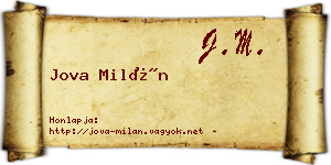 Jova Milán névjegykártya